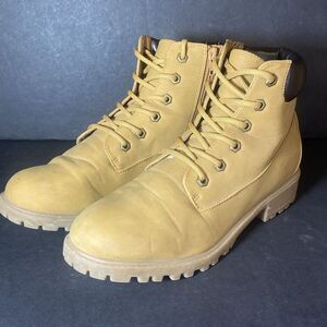 Madden Girl Women's 9.5 Platform Combat Ankle Boots Tan Brown Side Zip Lace‎ Up